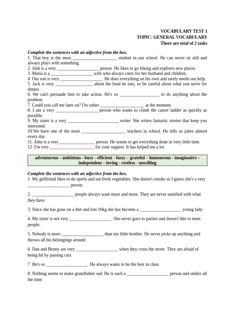 Vocabulary Test 1 | PDF | Chess Theory | Chess