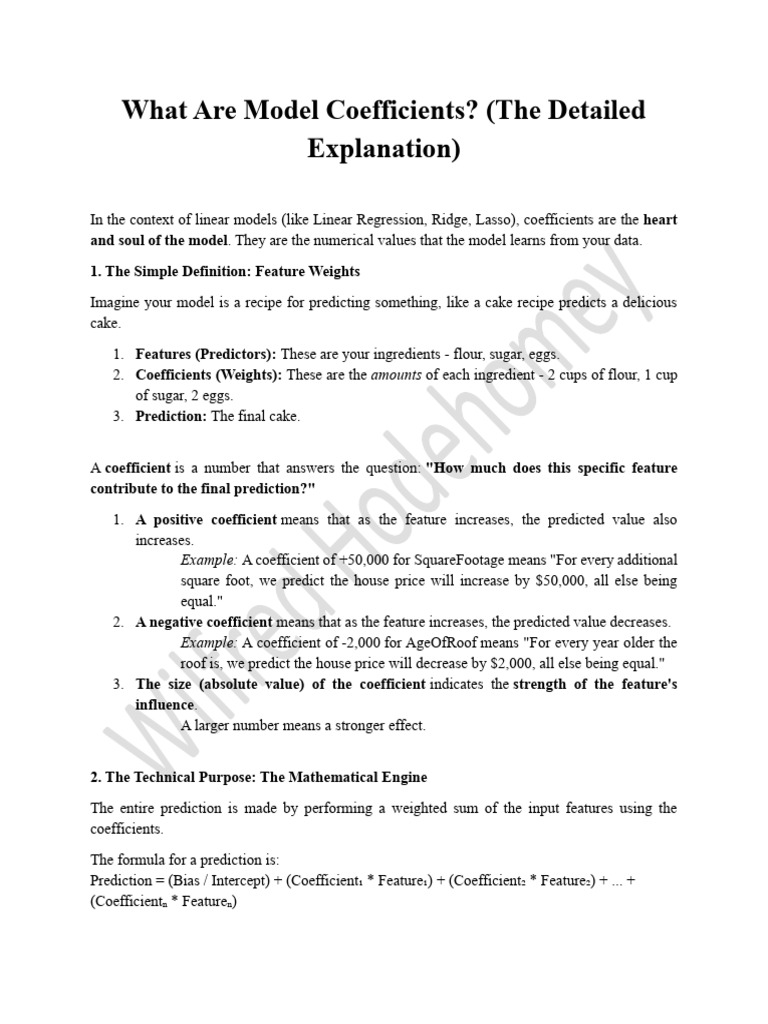 What Are Model Coefficients (The Detailed Explanation) | PDF | Linear ...