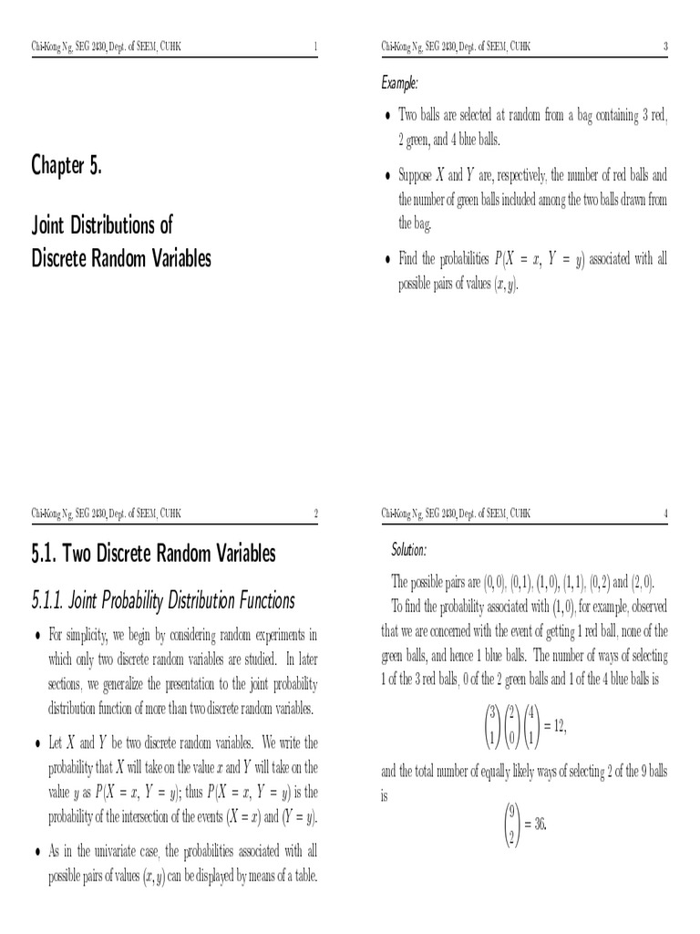 Lecture Notes 5 Part 1 (SEG2430B) | PDF | Probability Distribution ...