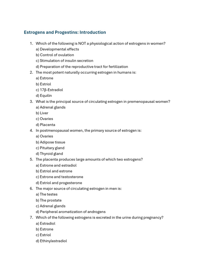 Estrogens and Progestins Overview | PDF | Estrogen | Estradiol