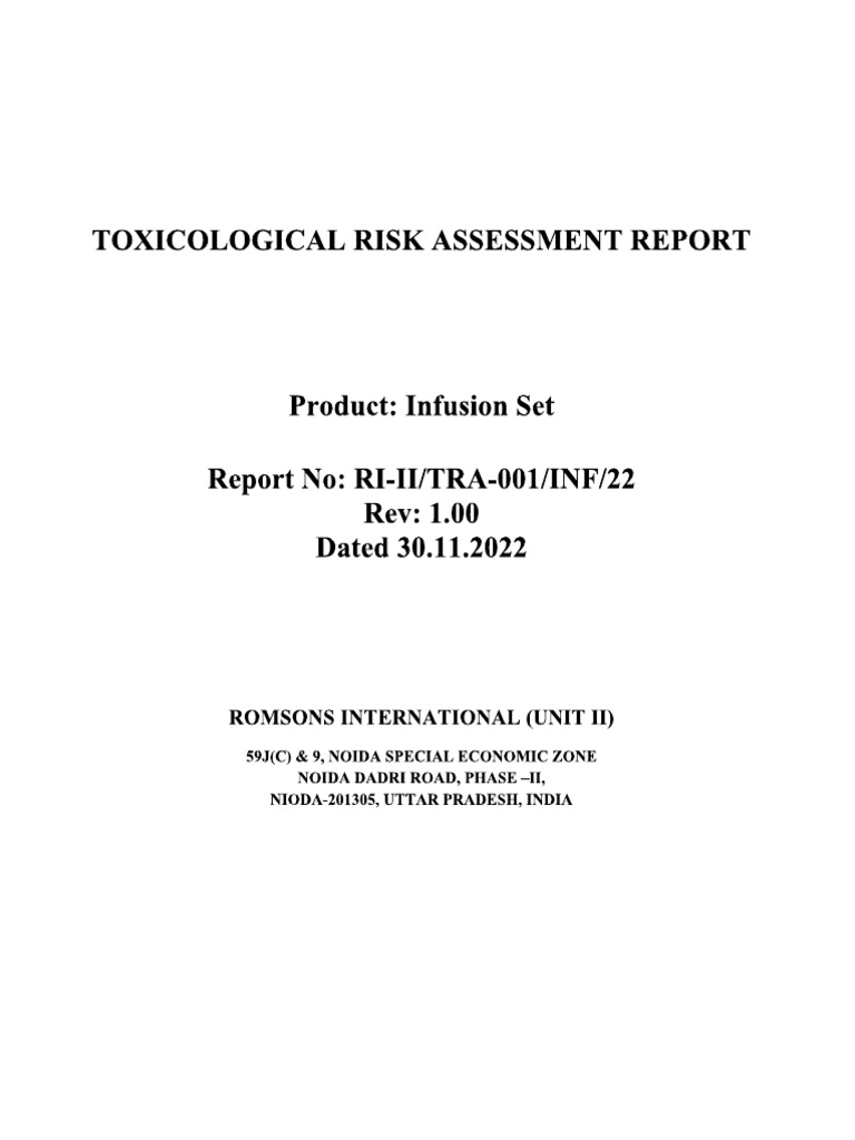 Toxicological Risk Assessment-Infusion Set22 | PDF