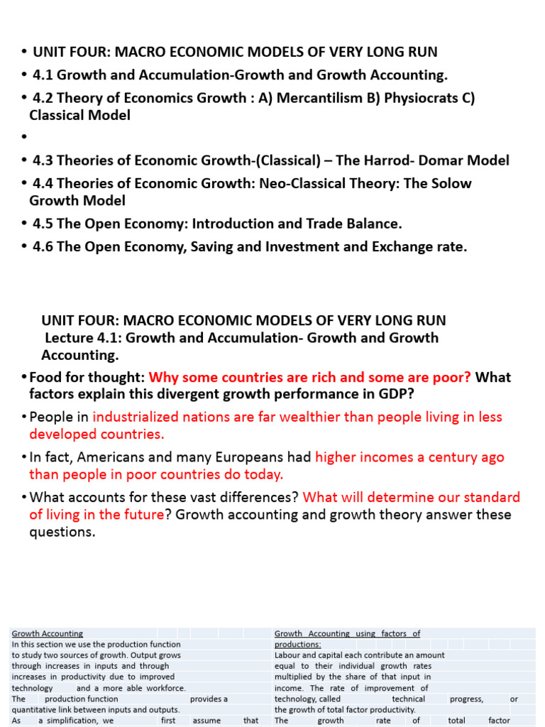 Economic Growth Theories and Models | PDF | Economic Growth ...