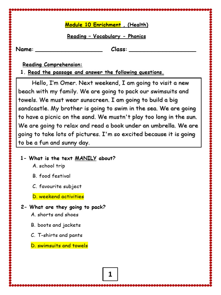 M10 Enrichment Reading Solved | PDF