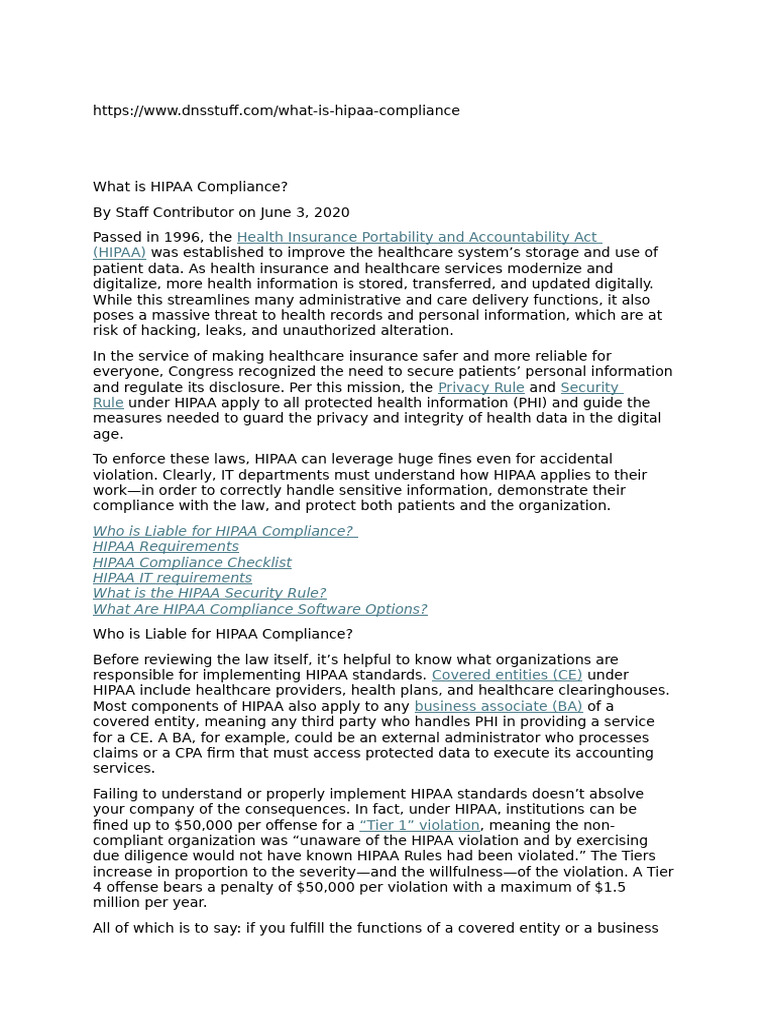 HIPAA Compliance Overview and Guidelines | PDF | Health Insurance ...
