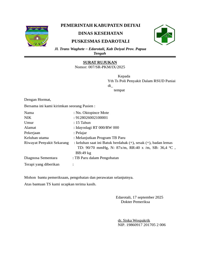 Rujukan Pasien TB Paru dari Puskesmas Edarotali | PDF