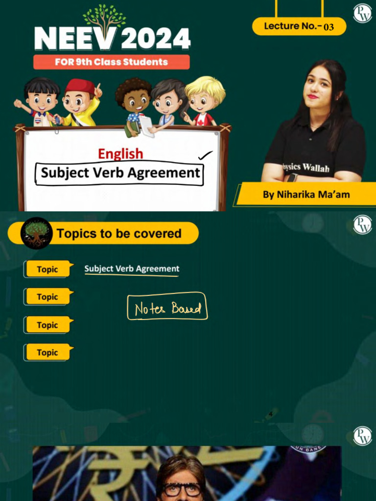 Grammar 03 - Subject Verb Agreement - Class Notes PDF | PDF