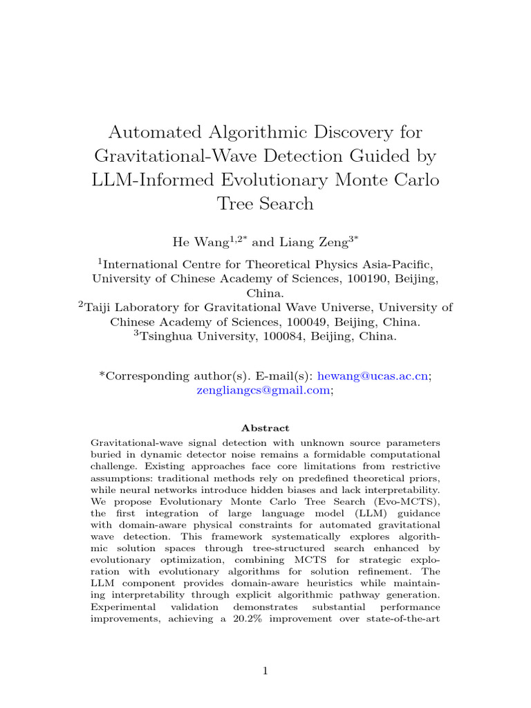 Evo-MCTS for Gravitational Wave Detection | PDF | Receiver Operating ...