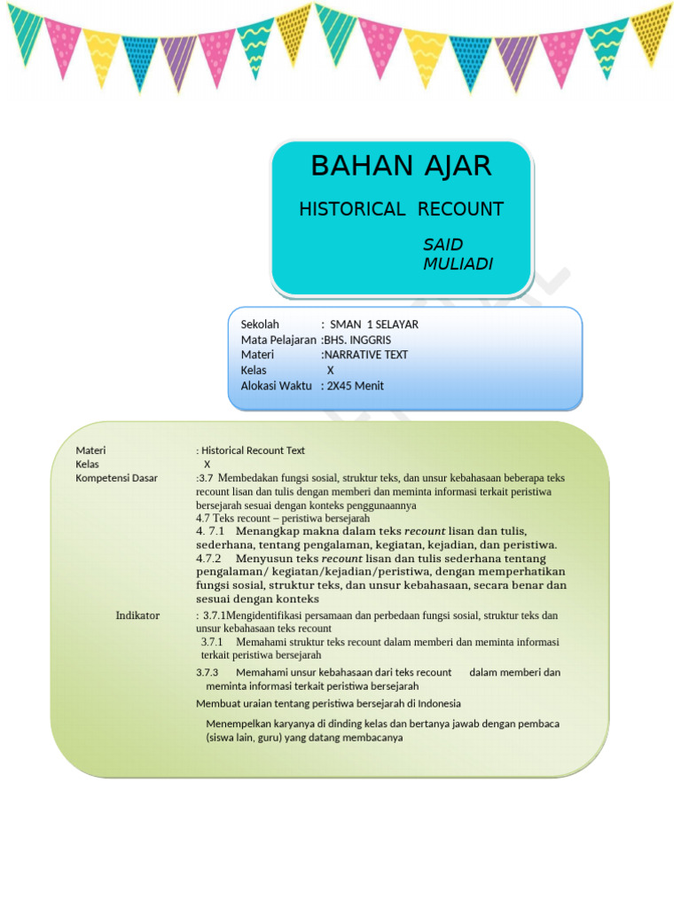 Historical Recount Text for Class X | PDF | Languages | Foreign ...
