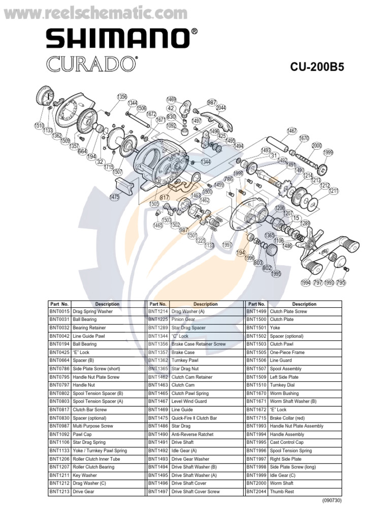 Shimano Curado 200 Parts Diagram | PDF | Clutch | Gear