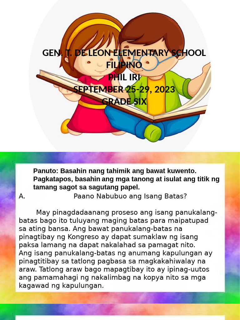 Phil Iri Grade Six | PDF