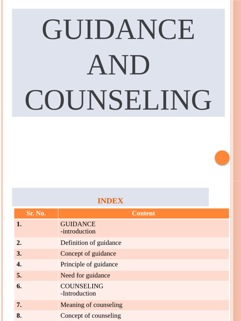 Guidance and Counseling Overview | PDF | Psychotherapy | Counseling ...