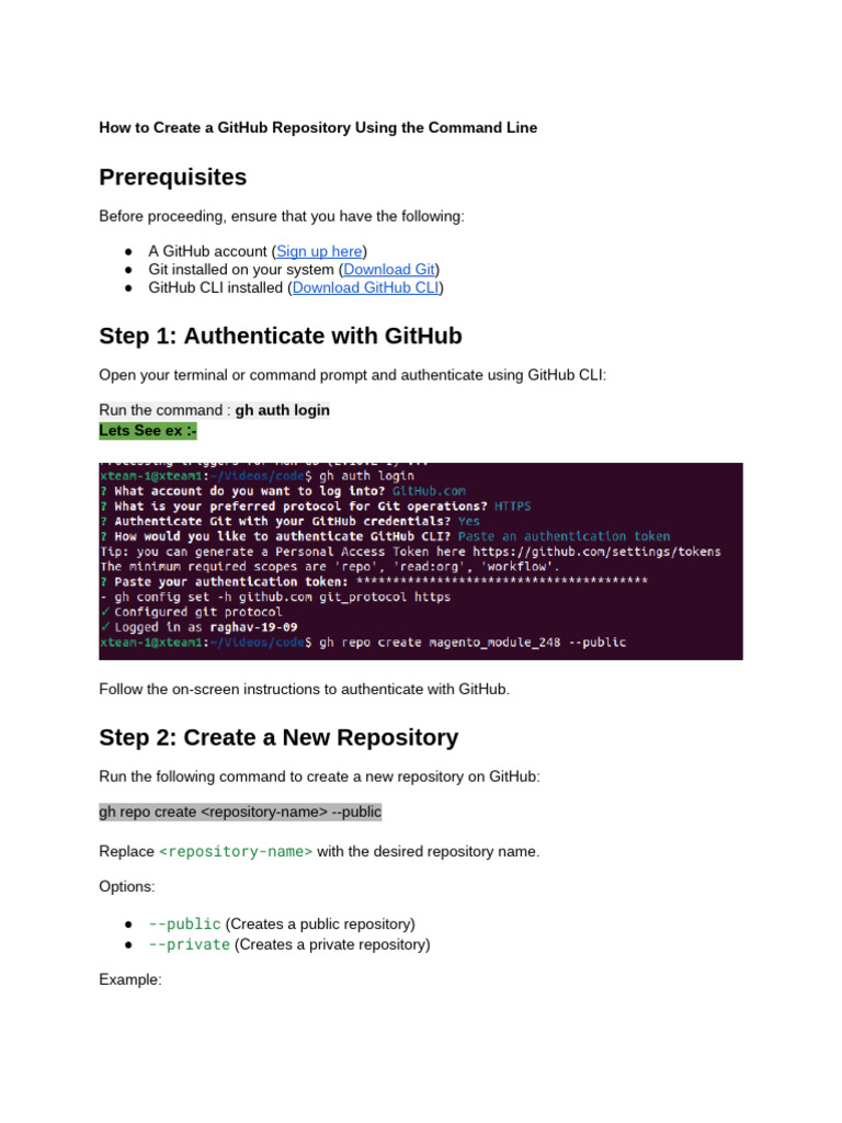 Create GitHub Repo via Command Line | PDF