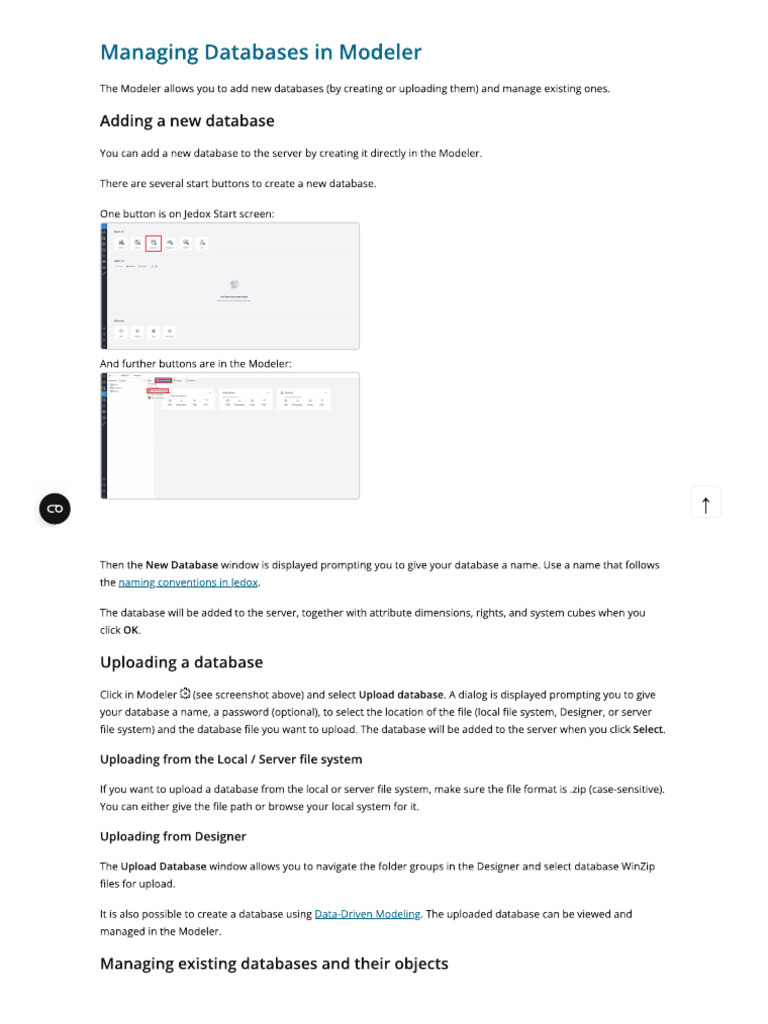 Managing Databases in Modeler | PDF