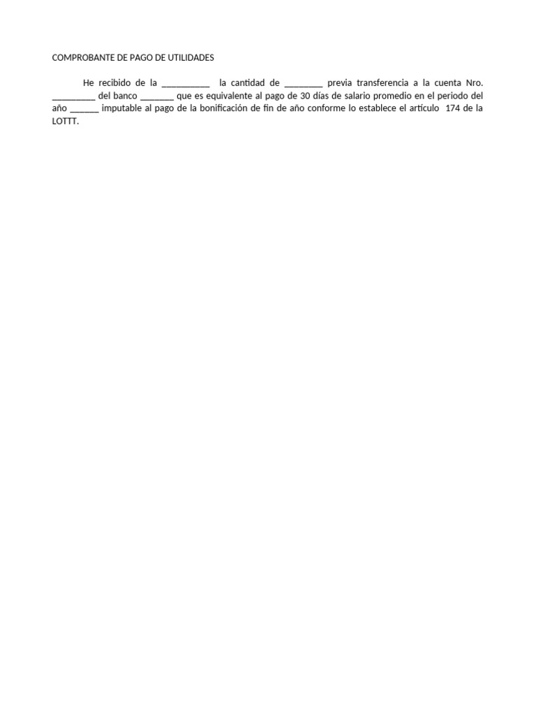 Comprobante de Pago de Utilidades | PDF