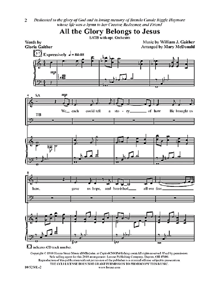 All The Glory Belongs To Jesus SATB | PDF