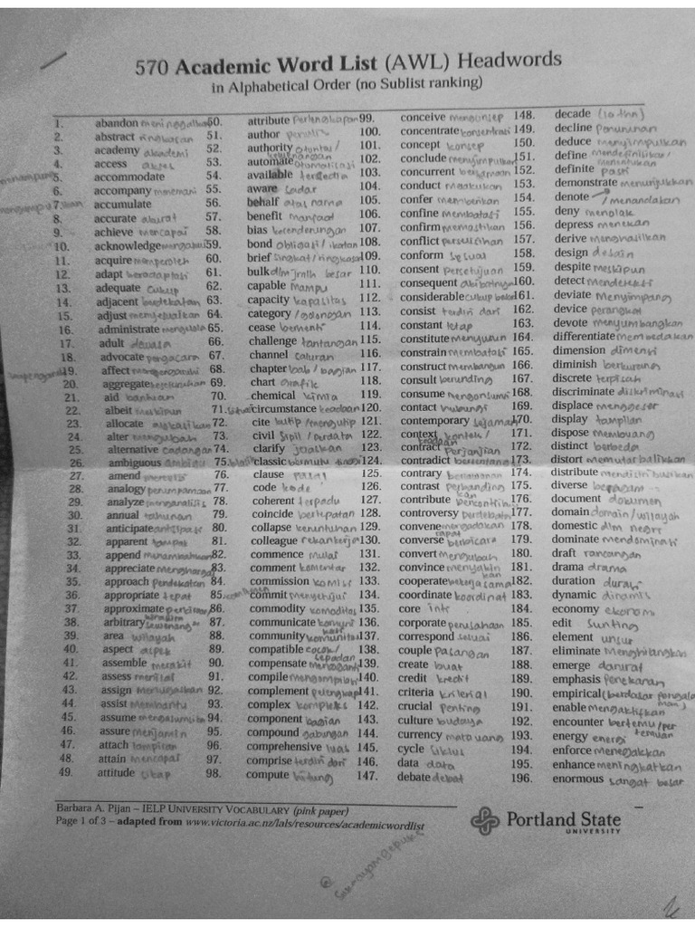 570 Academic Word List | PDF