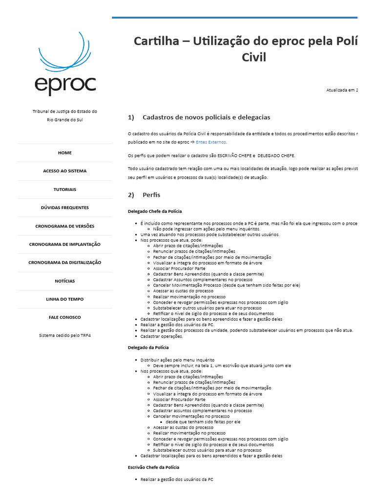Manual de Uso do eproc para Polícia Civil | PDF | Informação