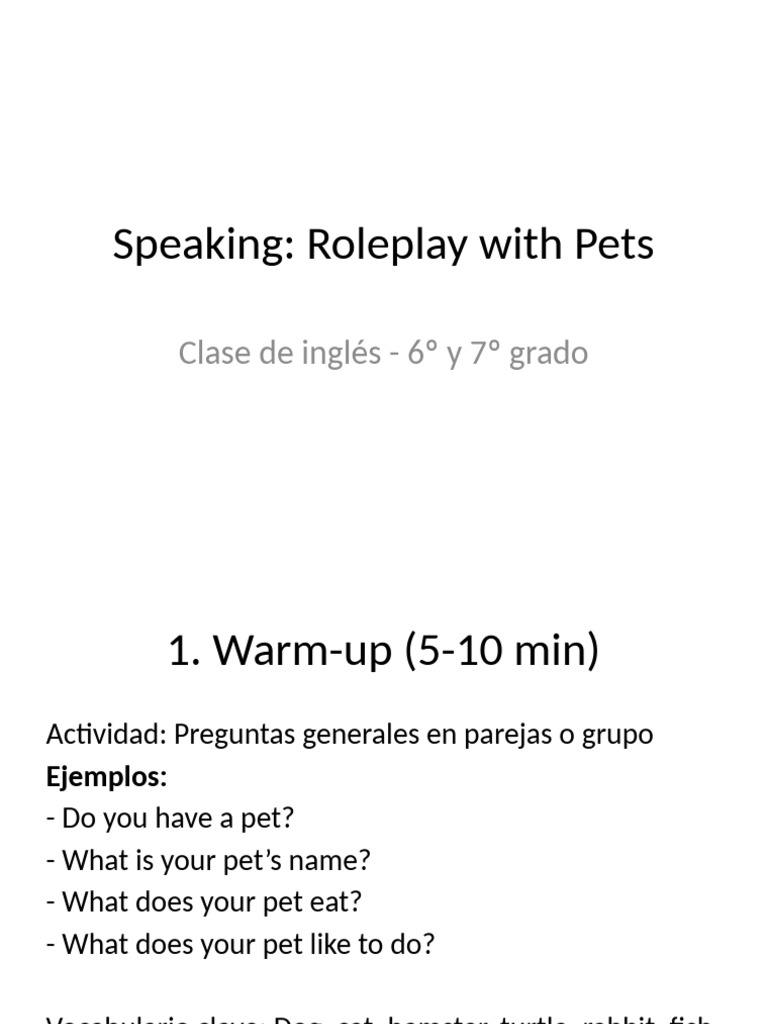 Speaking Roleplay With Pets | PDF