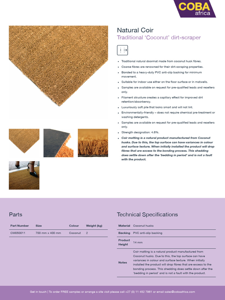 Natural Coir Doormat en ZA | PDF