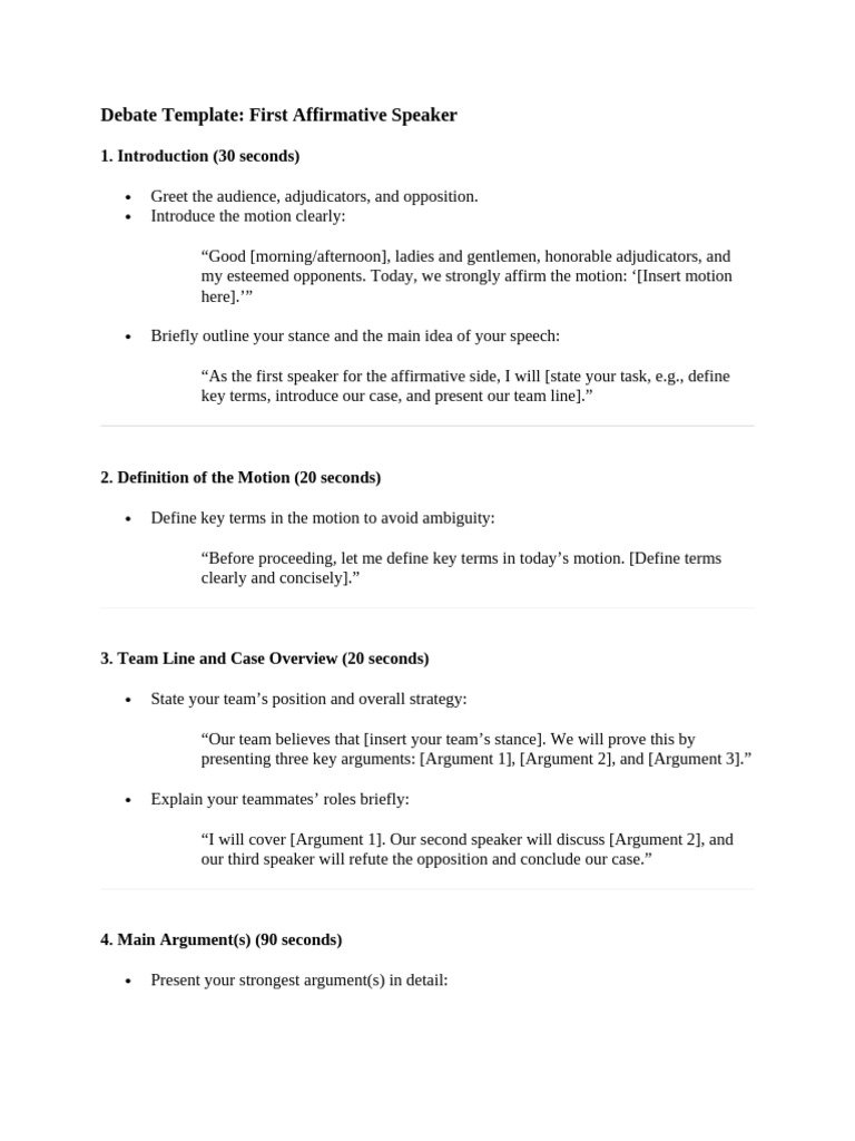 Affirmative Debate Structure Guide | PDF | Argument | Evidence