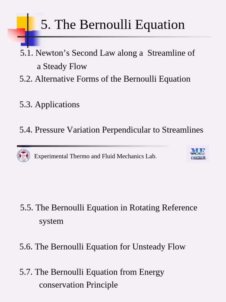 Bernoulli Equation and Applications in Fluid Mechanics | PDF | Fluid ...