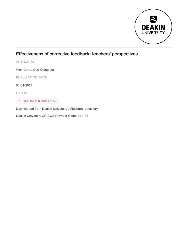 Teachers' Views on Corrective Feedback | PDF | Second Language | Empathy