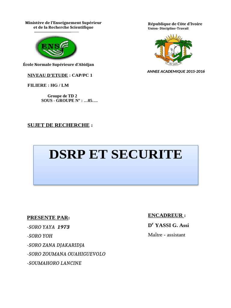 Impact du DSRP sur la sécurité en Côte d'Ivoire | PDF | Côte d'Ivoire ...