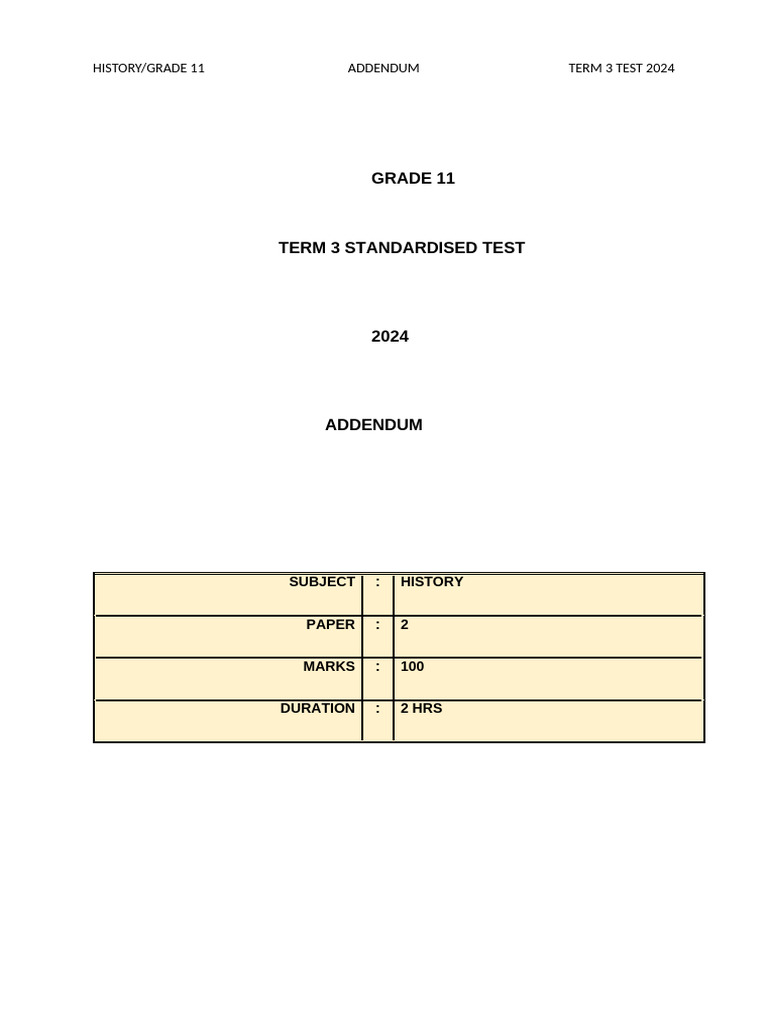 2024 History Grade 11 Term 3 Test Add Pdf Apartheid Racial