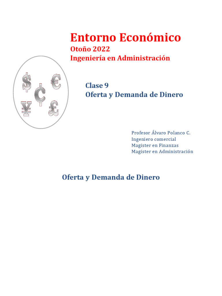 CLASE 9 Oferta y Demanda de Dinero | PDF | Dinero | La política monetaria