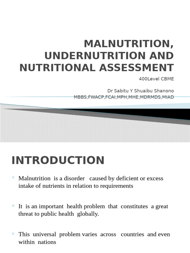 Understanding Malnutrition and Assessment | PDF | Malnutrition | Human ...