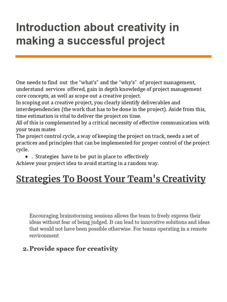 Creative Project Management Strategies | PDF | Creativity | Brainstorming