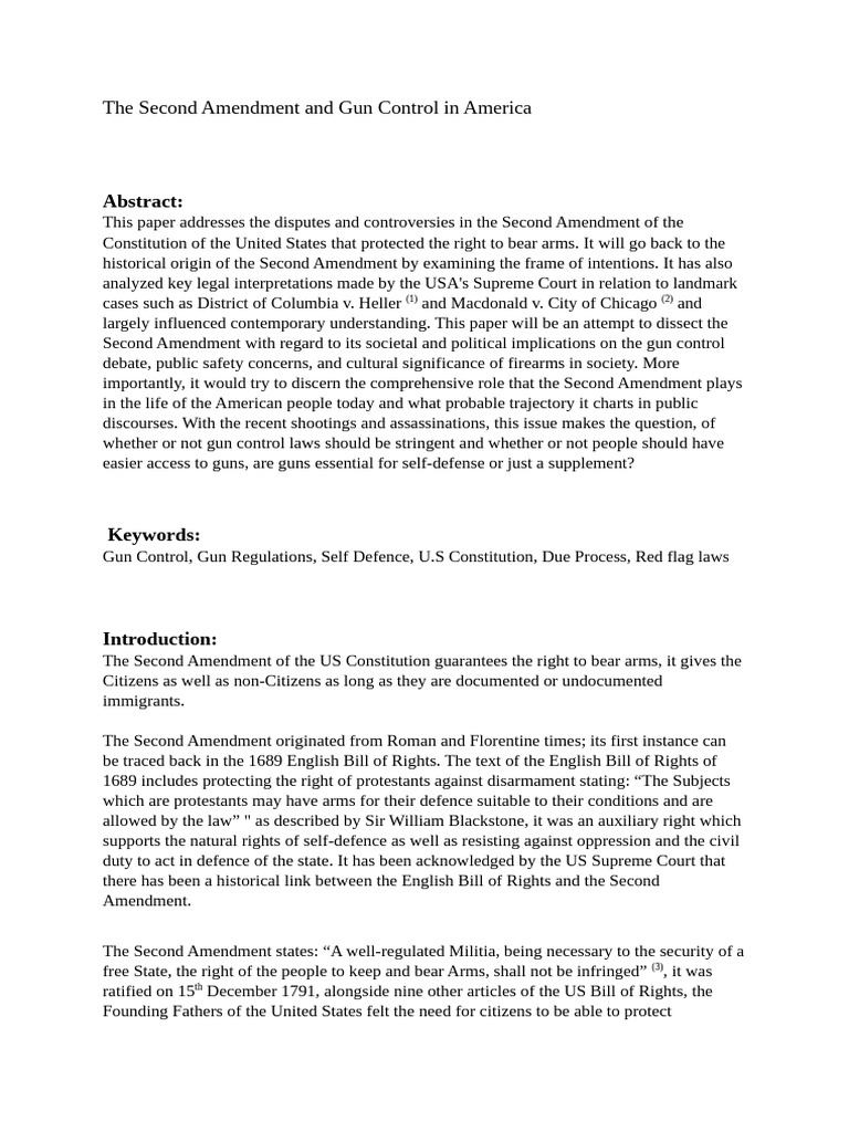 Second Amendment and Gun Control Analysis | PDF | Second Amendment To ...