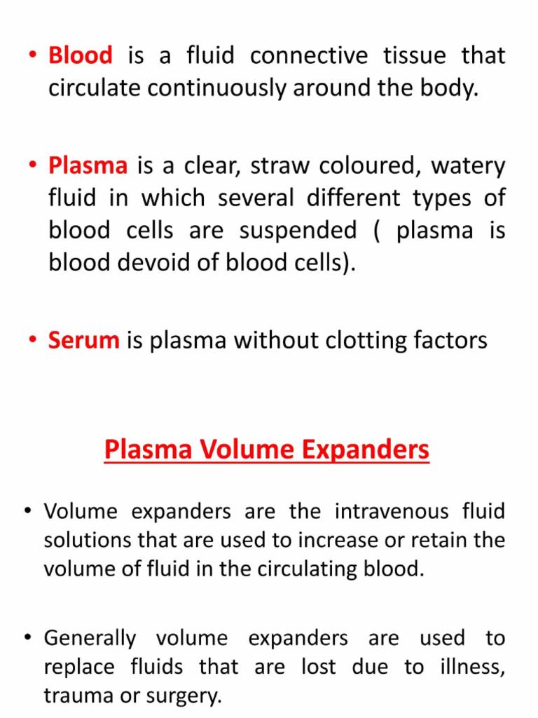 Plasma Volume Expanders | PDF