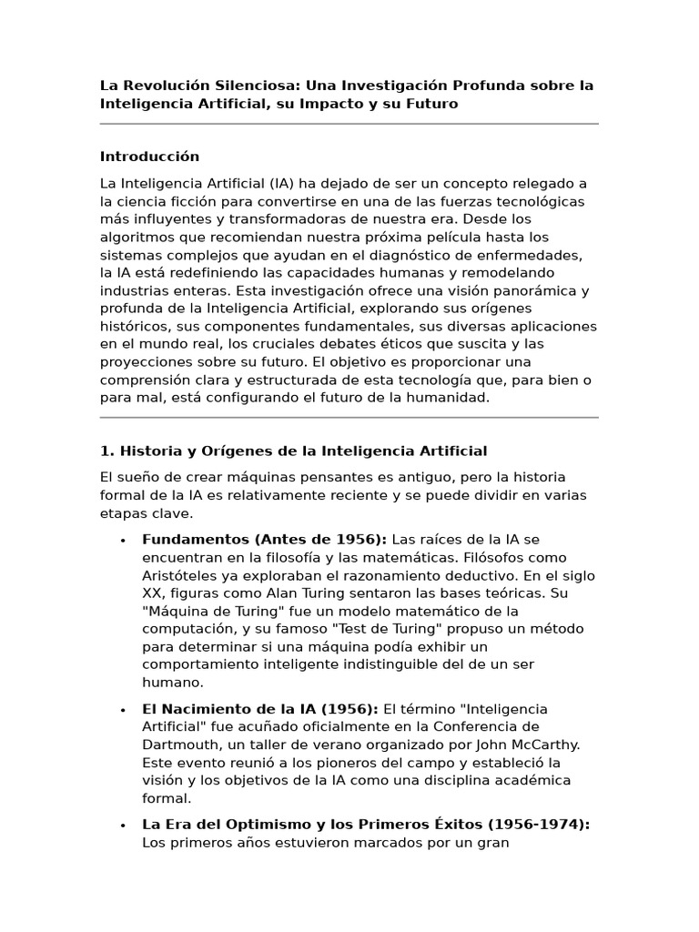 Impacto y Futuro de la Inteligencia Artificial | PDF | Inteligencia ...