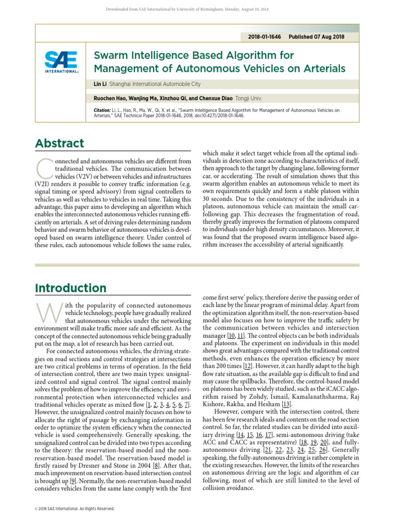 Swarm Intelligence Based Algorithm For Management of Autonomous ...