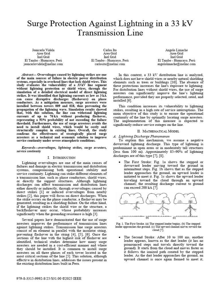 Surge Protection for 33 kV Lines | PDF | Lightning | Electric Power ...