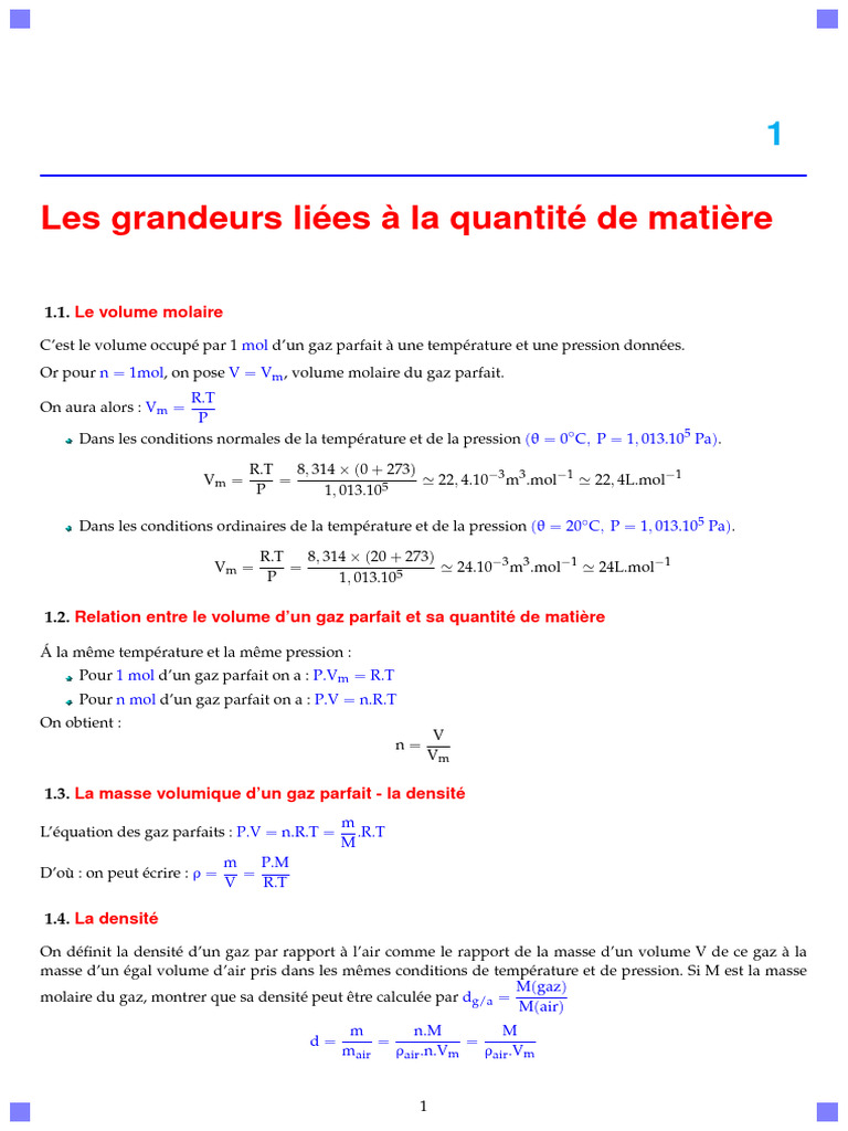 Volume molaire de l'HCl et calculs associés | PDF | Acide chlorhydrique ...