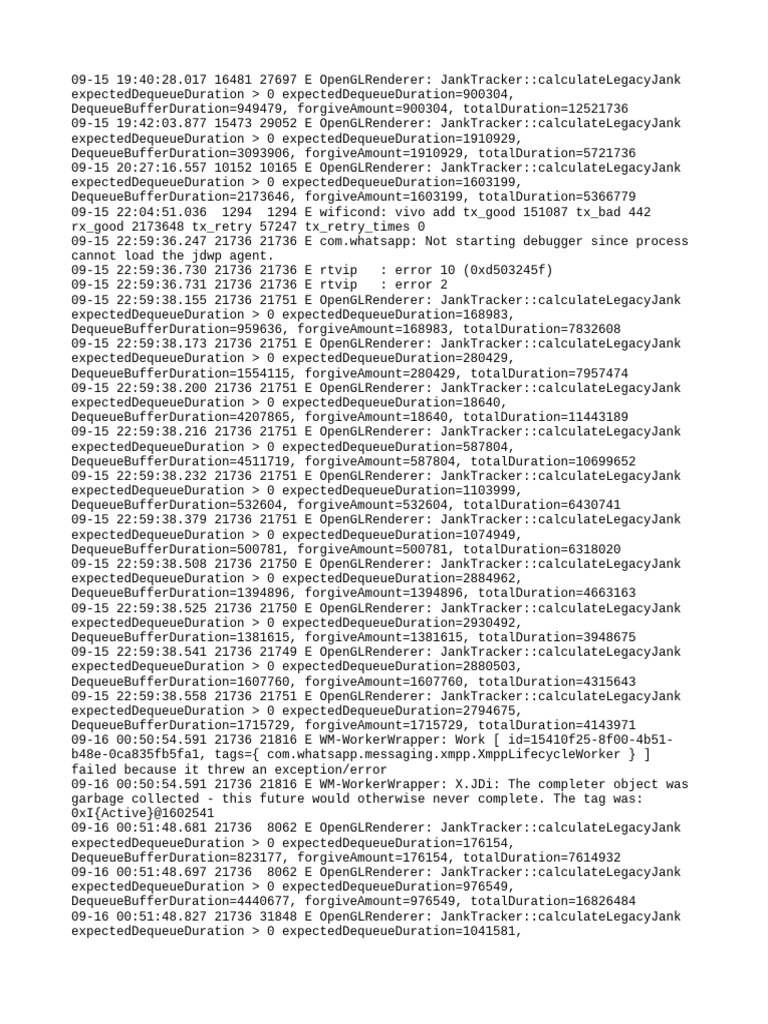 OpenGLRenderer JankTracker Errors Log | PDF | Computer Programming