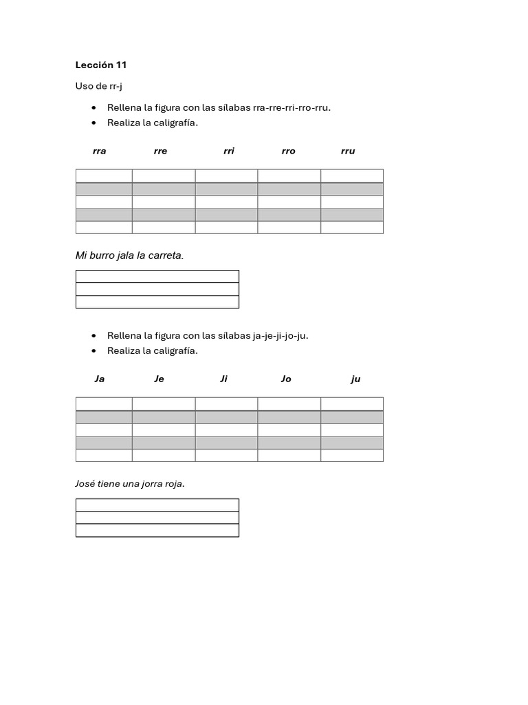 Uso de RR-J Rellena La Figura Con Las Sílabas Rra-Rre-Rri-Rro-Rru ...