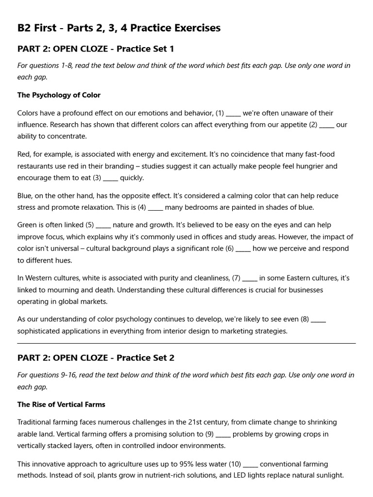 B2 Practice Exercises: Language Skills | PDF | Negotiation | Agriculture