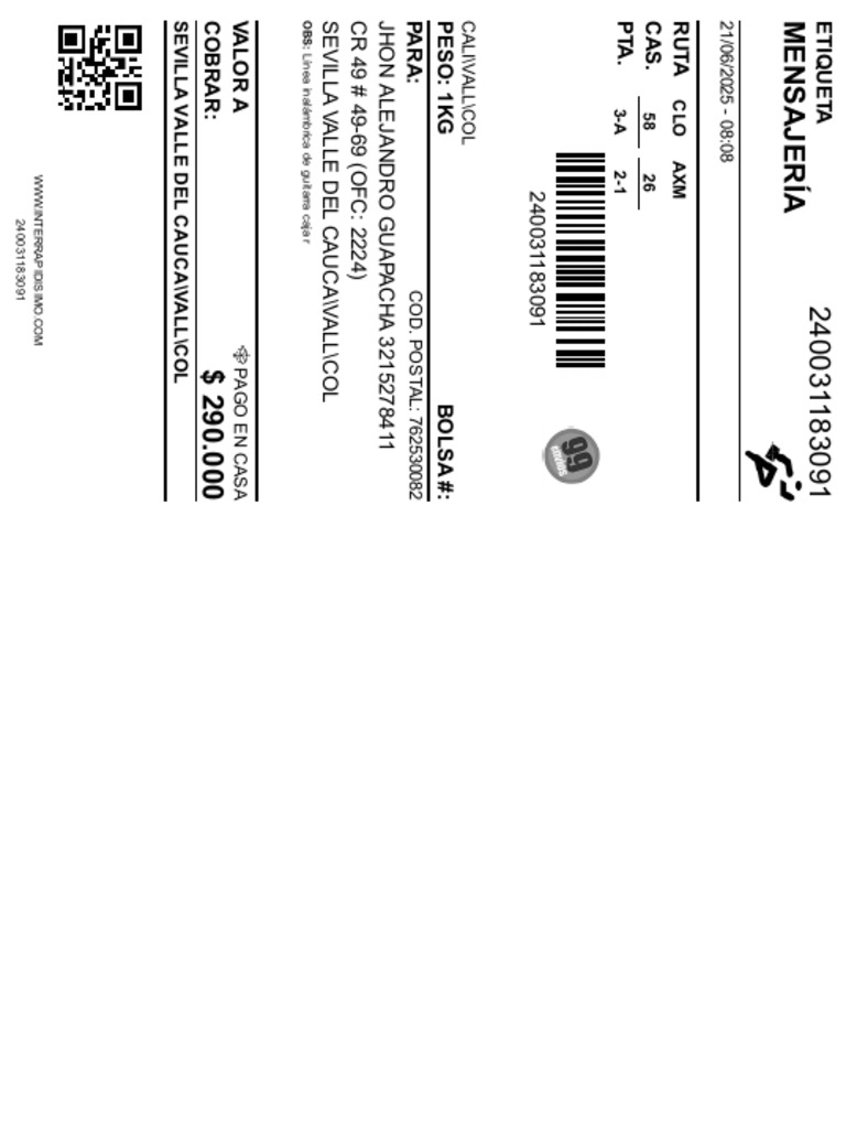 Interrapidisimo 240031183091 | PDF