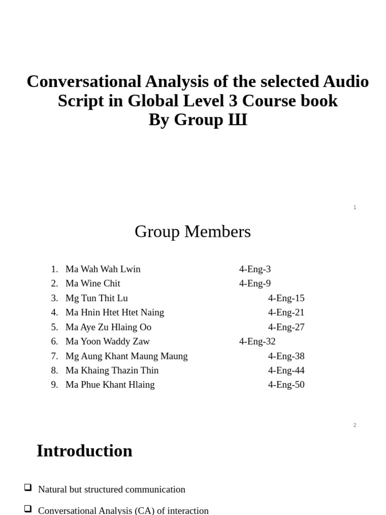Conversational Analysis of Audio Script | PDF | Linguistics | Human ...