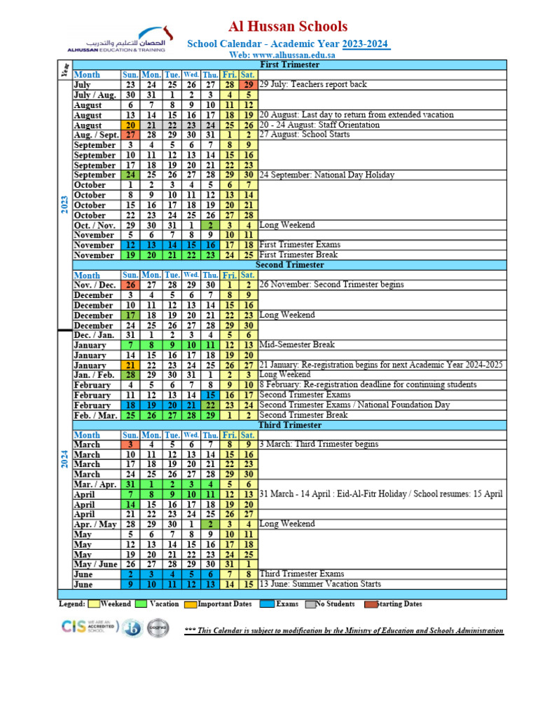 2023-2024 Academic Year Calendar | PDF | Academic Term | Educational ...