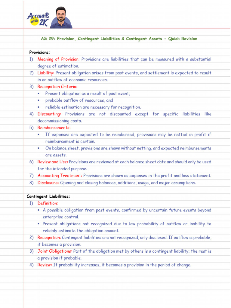AS 29: Provisions & Contingent Liabilities Guide | PDF | Balance Sheet ...