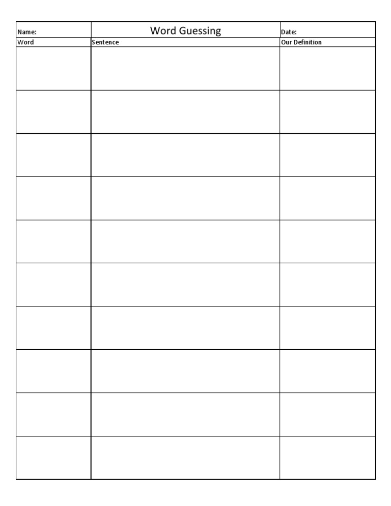 Word Guessing Form | PDF