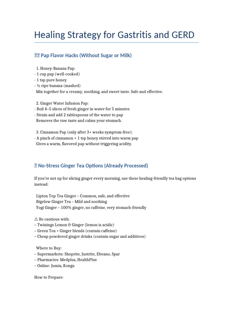 Healing Gastritis & GERD: Pap Recipes | PDF