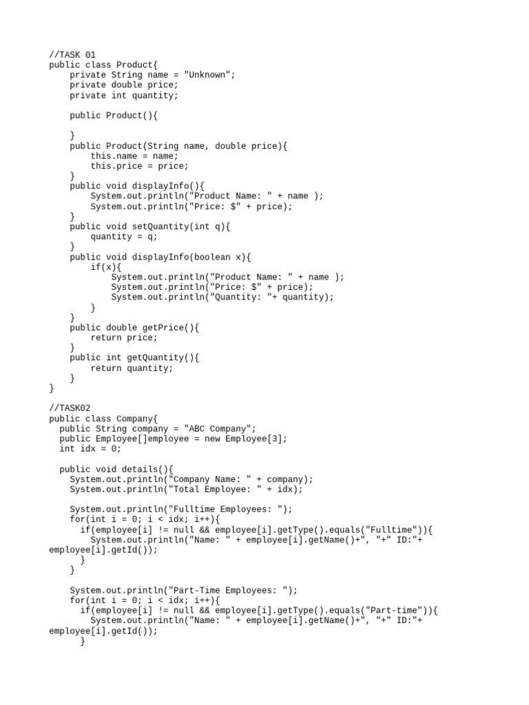Java Classes for Product, Company, and Students | PDF | Computer ...