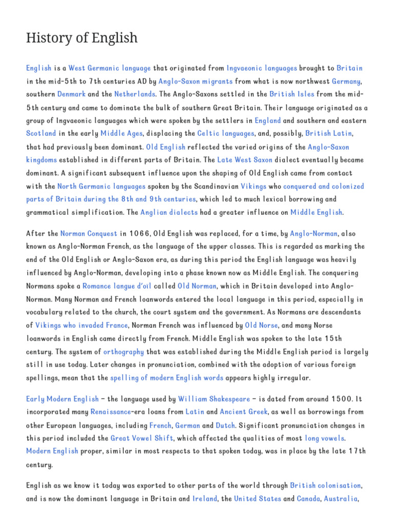 Evolution of the English Language | PDF | English Language | Thou