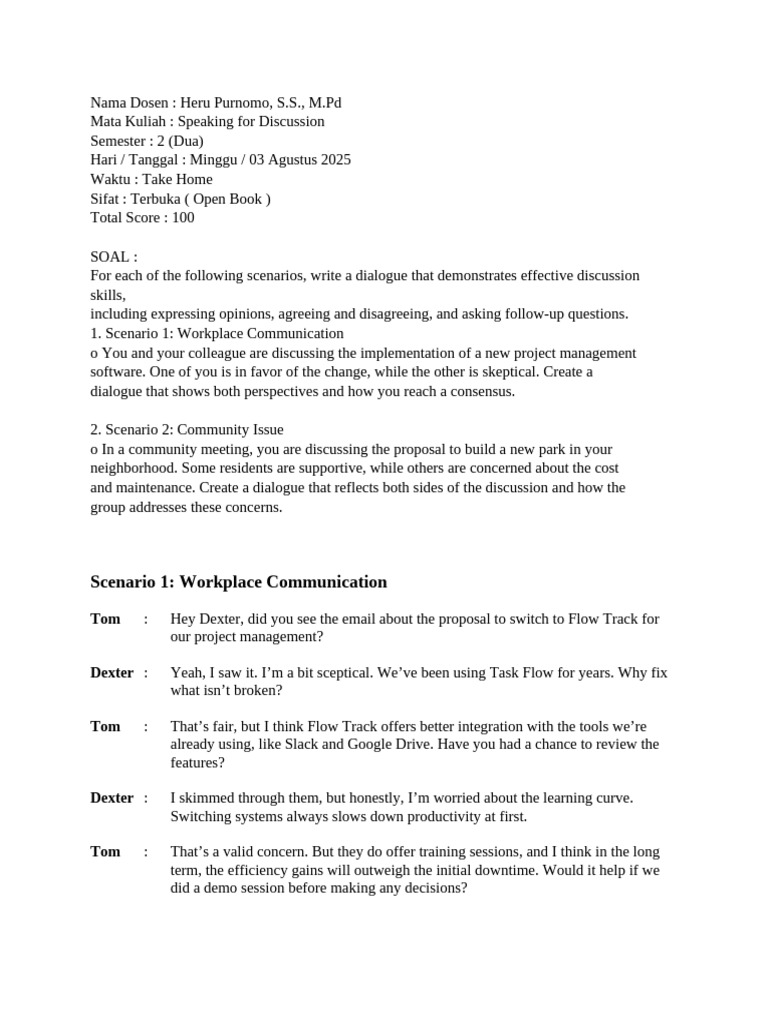 Effective Discussion Skills Dialogues | PDF