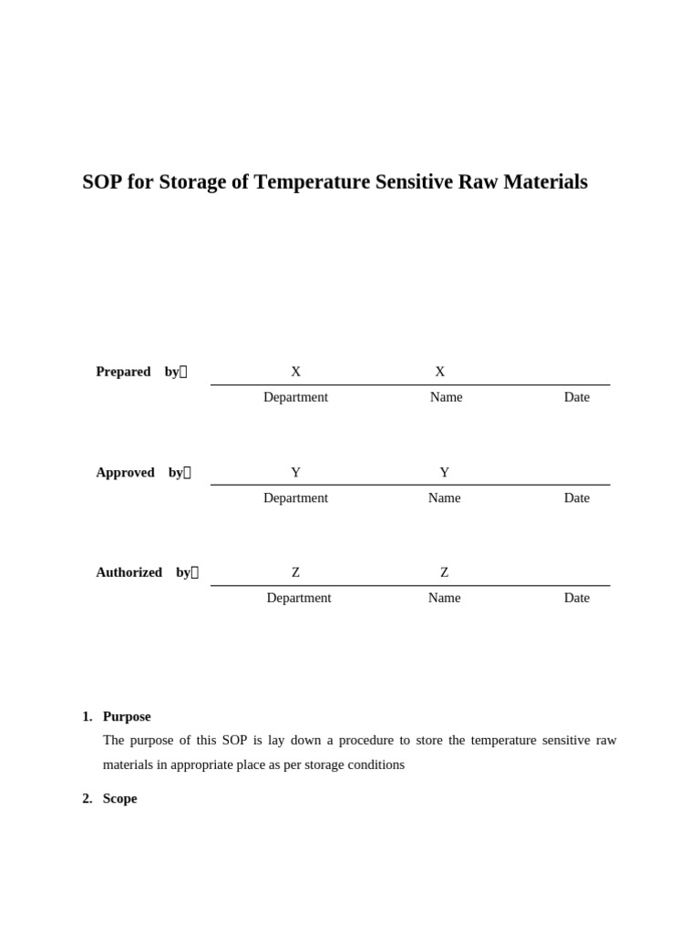 SOP for Storing Temperature-Sensitive Materials | PDF
